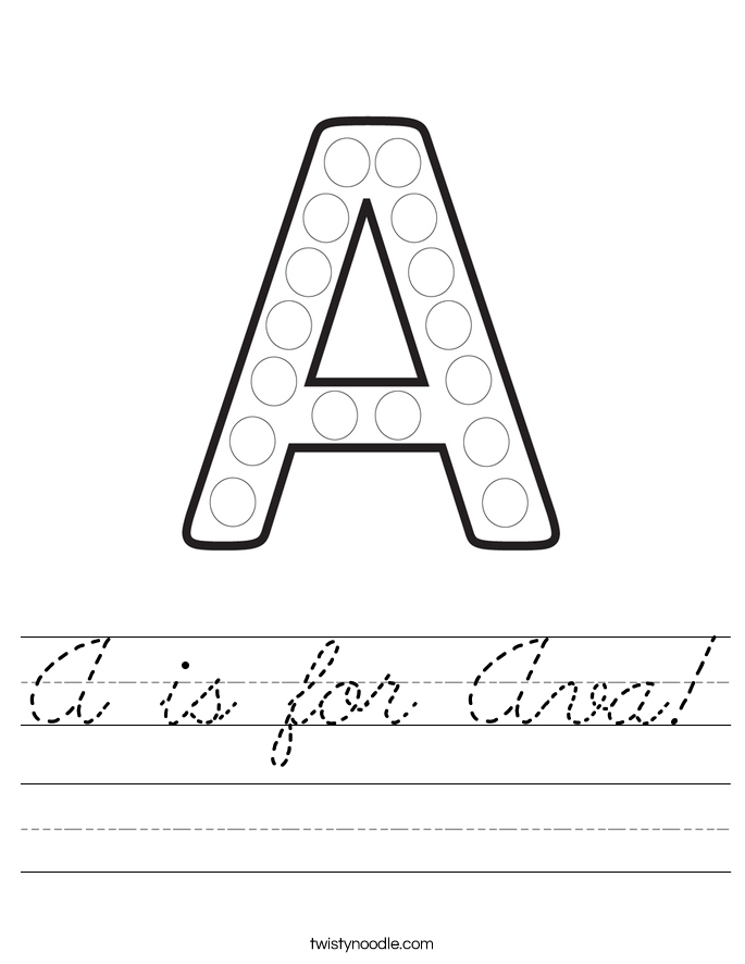 A is for Ava! Worksheet