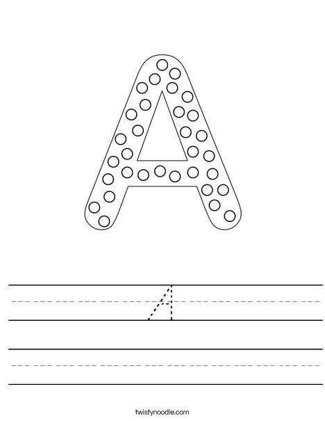 Letter A Dots Worksheet