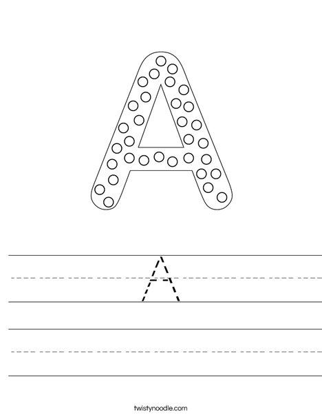 Letter A Dots Worksheet