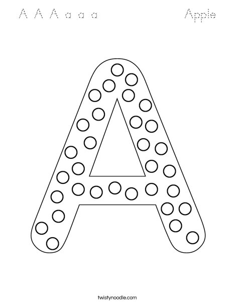 Letter A Dots Coloring Page