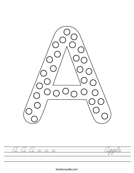 Letter A Dots Worksheet