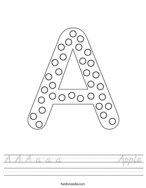 Letter A Dots Worksheet