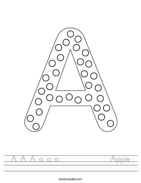 Letter A Dots Worksheet