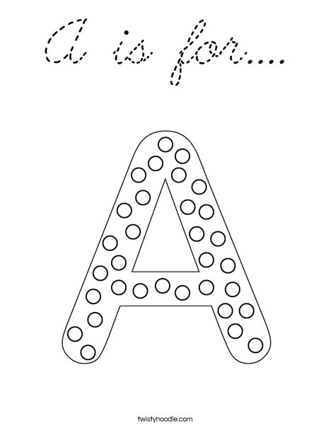 Letter A Dots Coloring Page