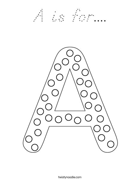 Letter A Dots Coloring Page