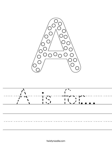 Letter A Dots Worksheet
