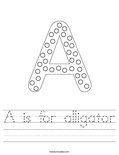 A is for alligator Worksheet
