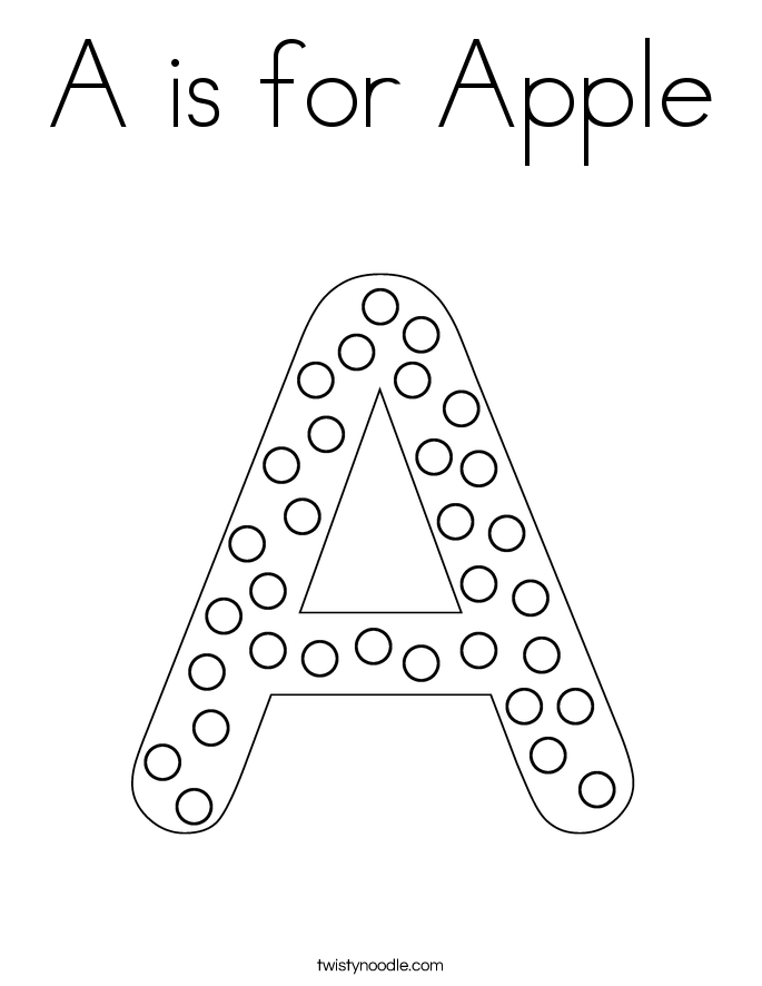 A is for Apple Coloring Page