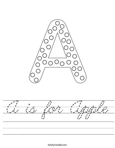 Letter A Dots Worksheet