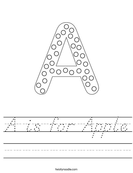 Letter A Dots Worksheet