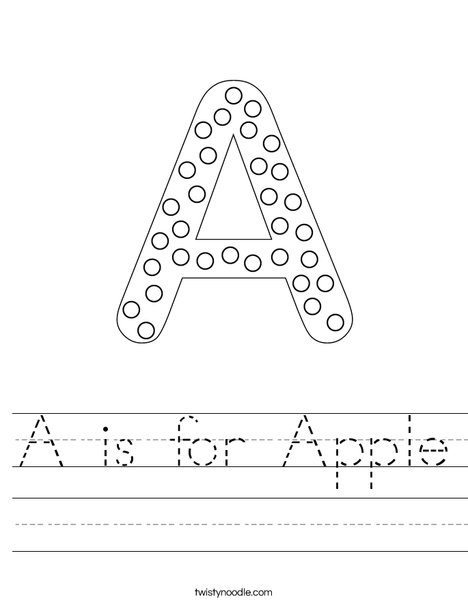 A is for Apple Worksheet - Twisty Noodle