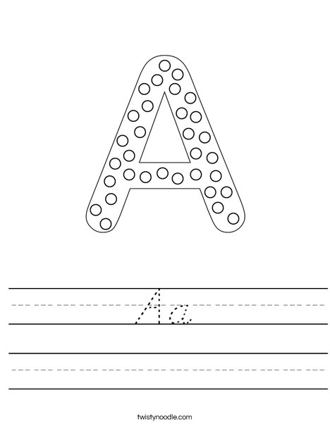 Letter A Dots Worksheet