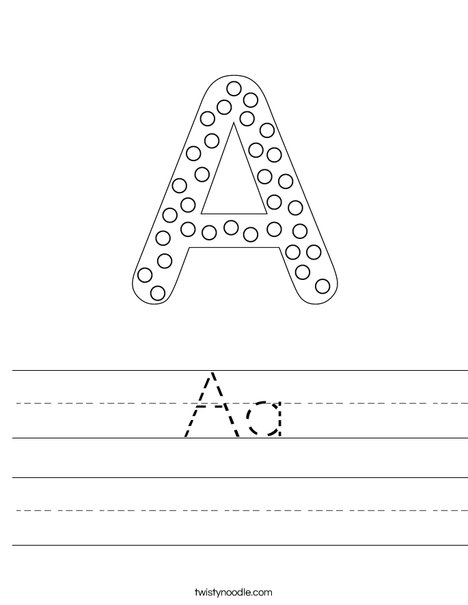 Letter A Dots Worksheet