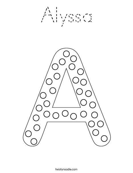Letter A Dots Coloring Page