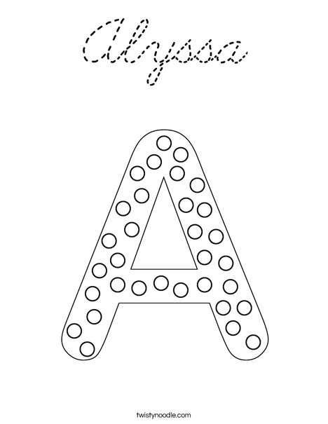 Letter A Dots Coloring Page