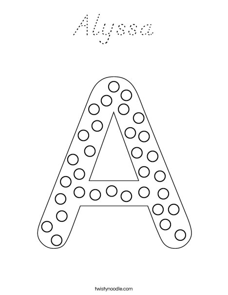 Letter A Dots Coloring Page