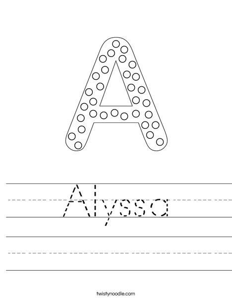 Letter A Dots Worksheet