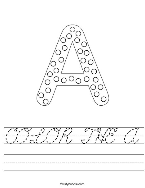 Letter A Dots Worksheet