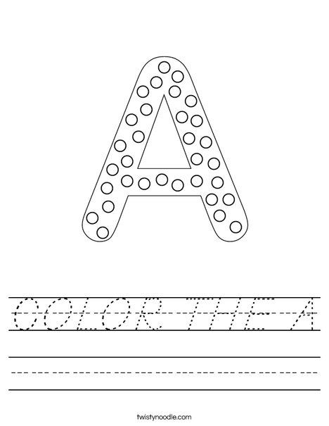 Letter A Dots Worksheet