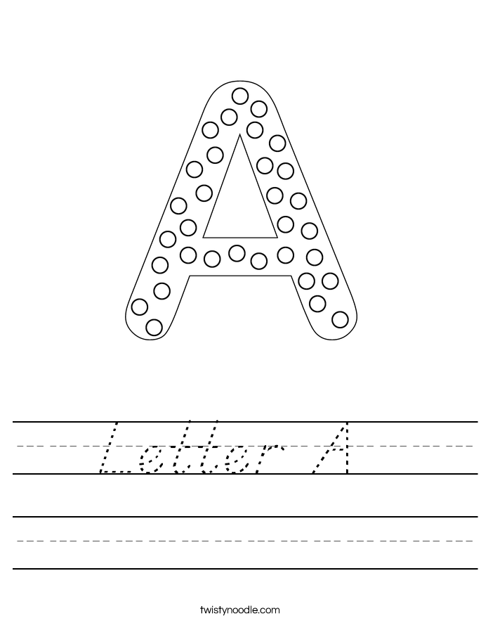 letter a worksheet dnealian twisty noodle