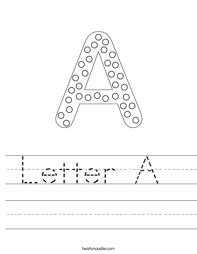 letter a worksheet twisty noodle