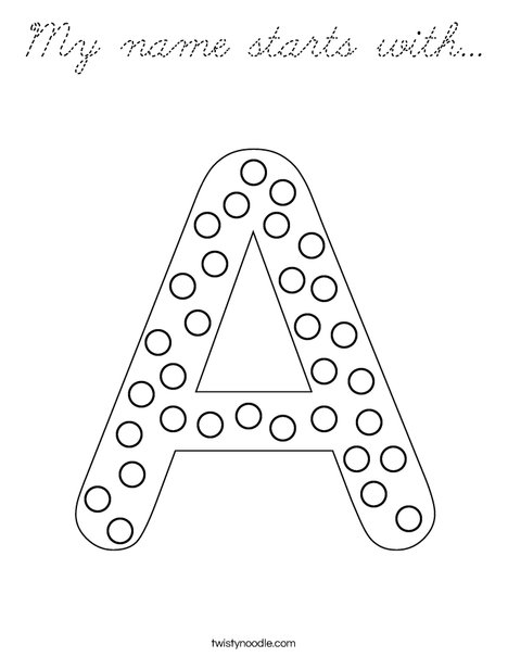 Letter A Dots Coloring Page