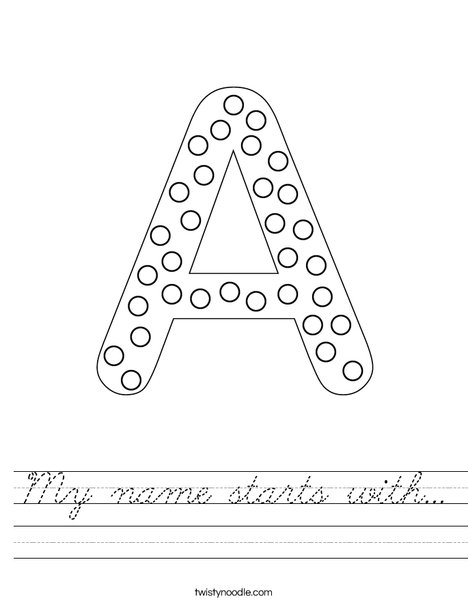 Letter A Dots Worksheet