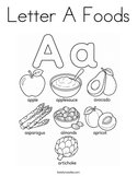 Letter A Foods Coloring Page
