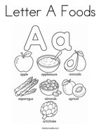Letter A Foods Coloring Page