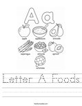 Letter A Foods Worksheet