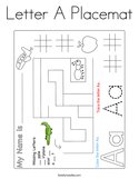 Letter A Placemat Coloring Page