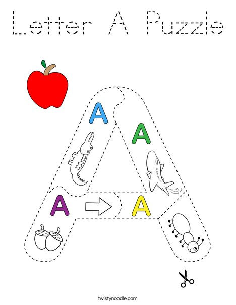 Letter A Puzzle Coloring Page