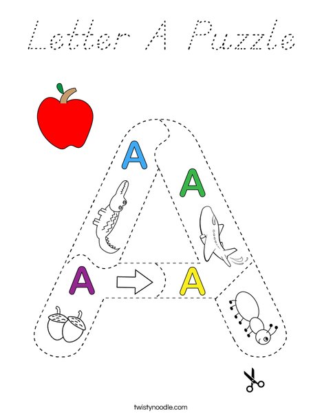 Letter A Puzzle Coloring Page