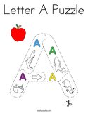 Letter A Puzzle Coloring Page