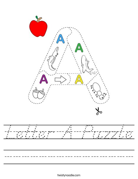 Letter A Puzzle Worksheet