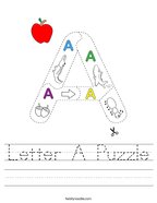 Letter A Puzzle Handwriting Sheet