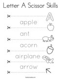 Letter A Scissor Skills Coloring Page