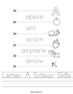Letter A Scissor Skills Handwriting Sheet