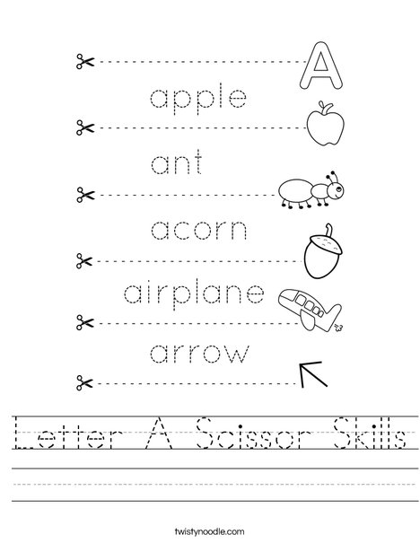Letter A Scissor Skills Worksheet