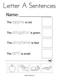 Letter A Sentences Coloring Page
