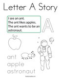 Letter A Story Coloring Page