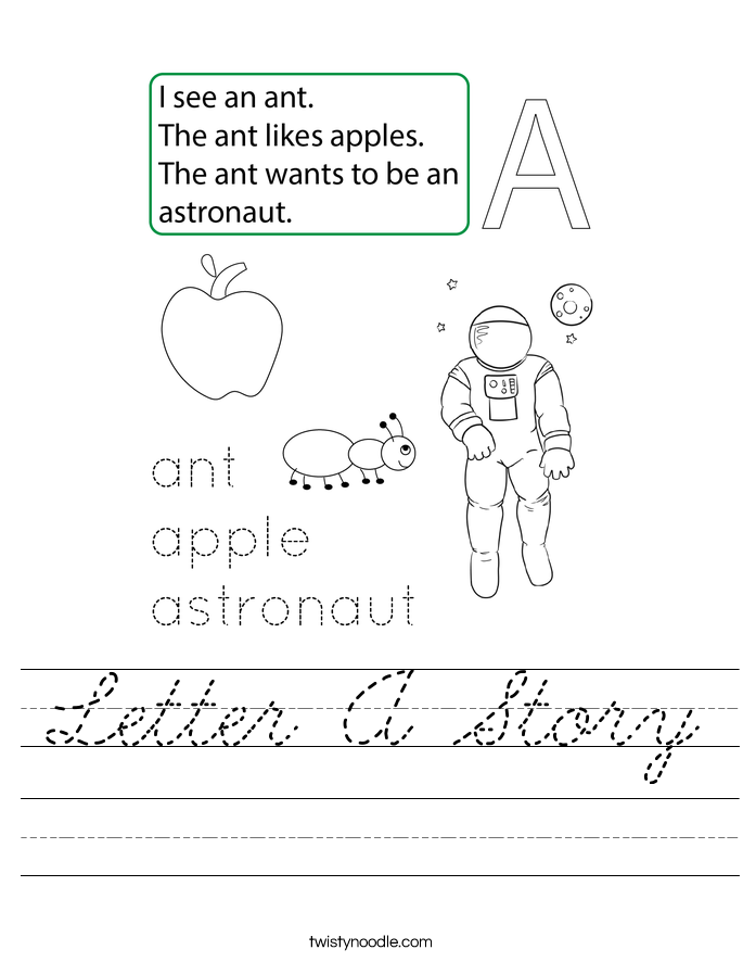 Letter A Story Worksheet