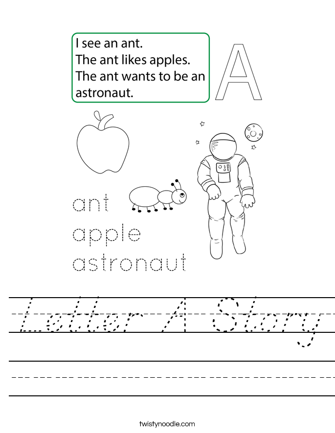 Letter A Story Worksheet