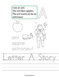 Letter A Story Worksheet