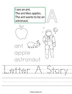 Letter A Story Handwriting Sheet