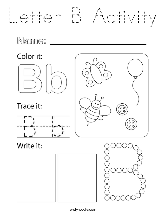 Letter B Activity Coloring Page