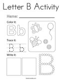 Letter B Activity Coloring Page