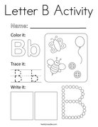 Letter B Activity Coloring Page