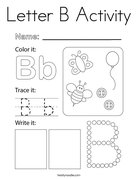 Letter B Activity Coloring Page