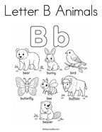 Letter B Animals Coloring Page
